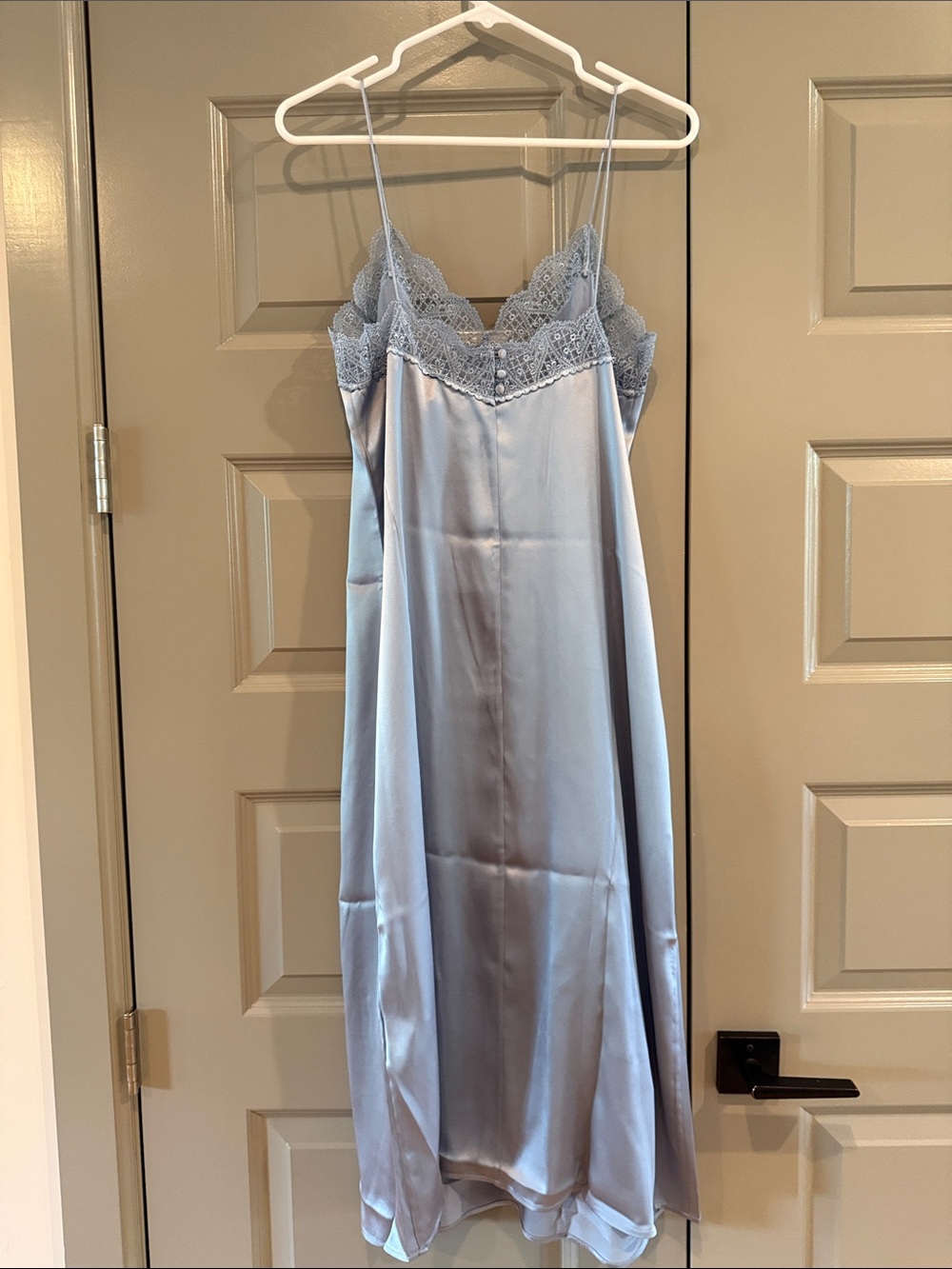 Sezane Nassima Lace-Trim Slip Dress in Light Blue NWT - Picture 6 of 9